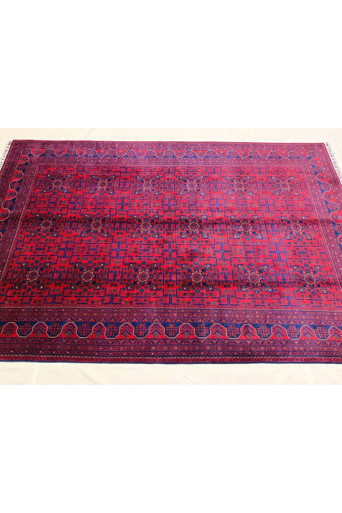 Afghan Rug Hand-Woven 6 Meter Bilecik Design 100% Wool Natural Dye Handicraft ile Harika Yildiz Pattern