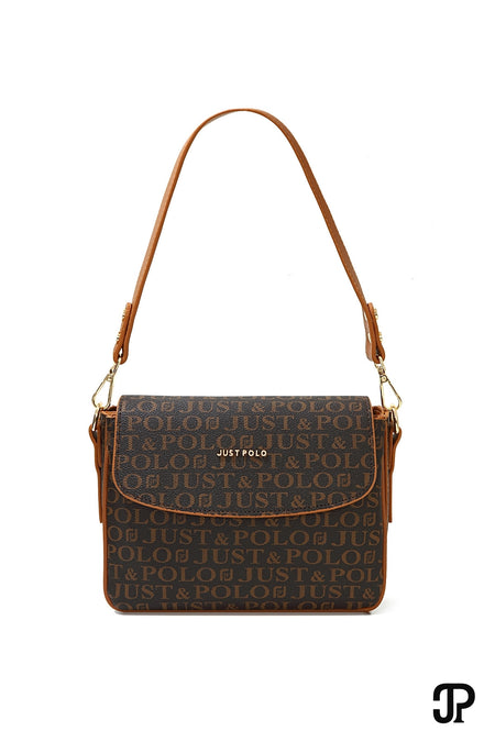 Just Polo Original Women's 4-Compartment Luxury Soft Leather Adjustable Crossbody Strap Stylish Trendy Shoulder Bag Brown - MALLTURK