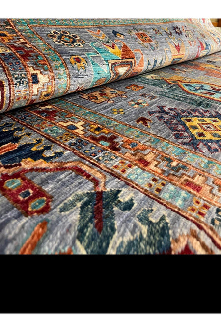 Rustikev Hand-Woven Afgan Wool Vezir Rug - MALLTURK