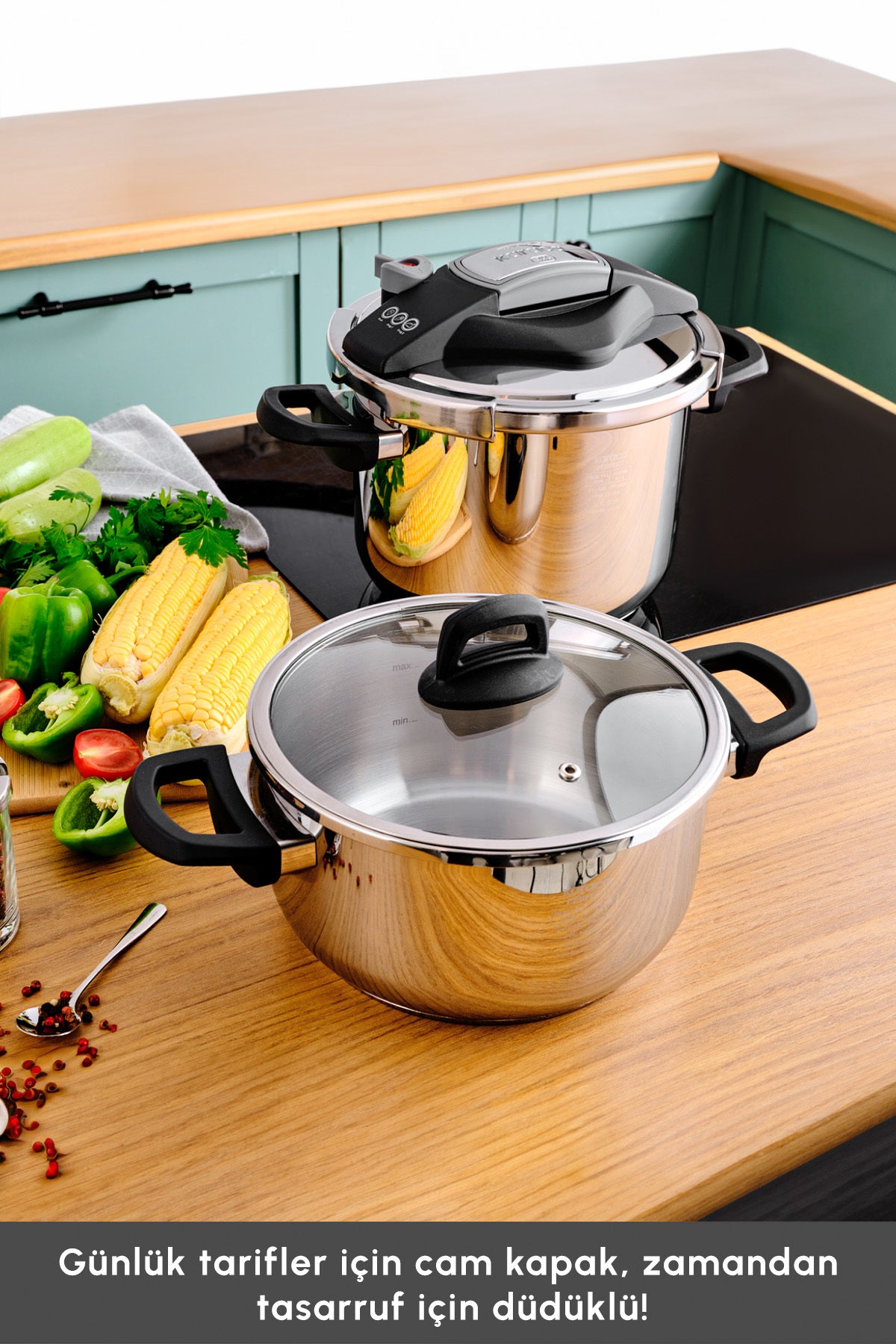 Karaca Perfect Gray induction Base Pressure Cooker Set 4+6 Liters - MALLTURK
