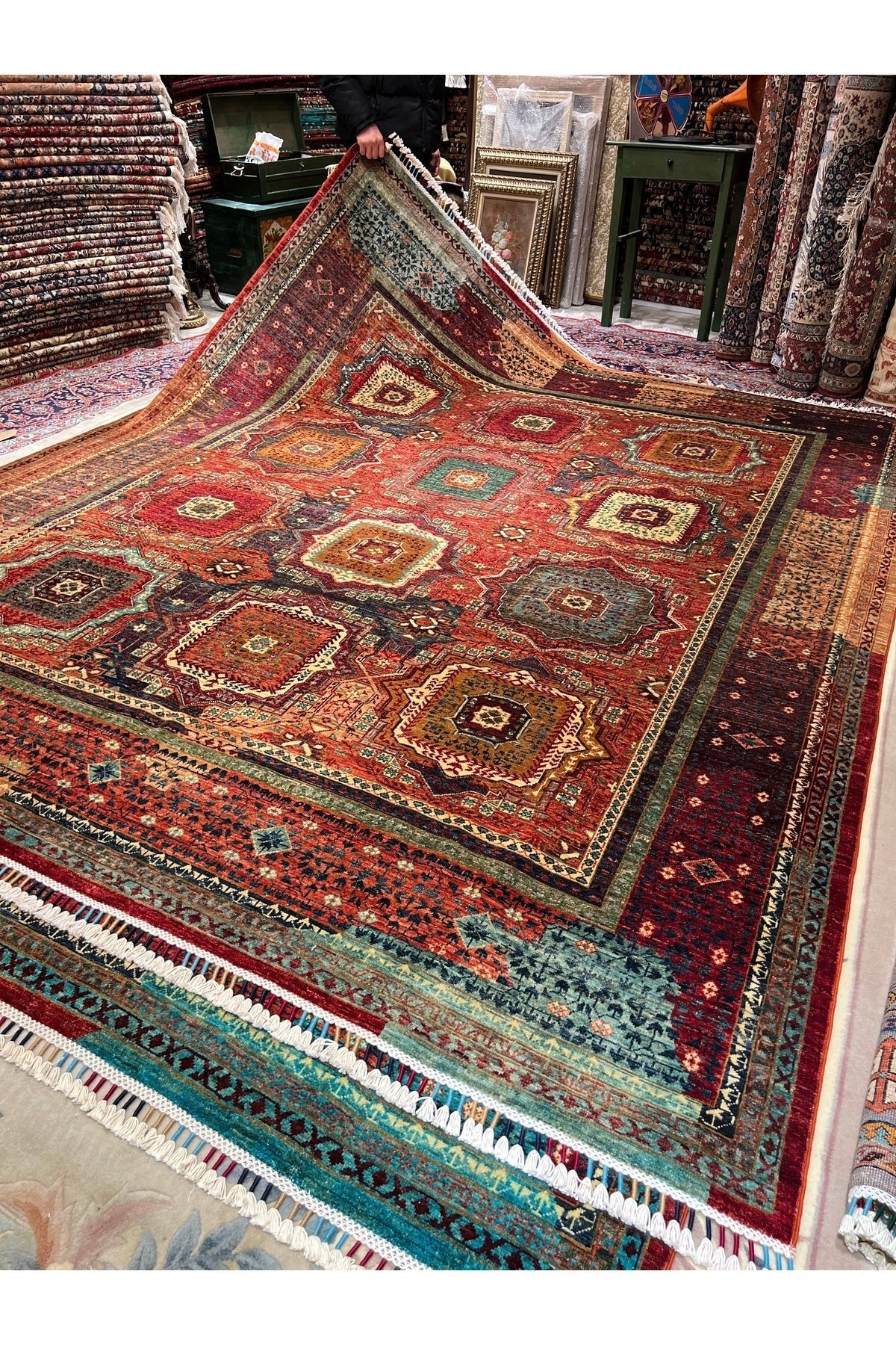 RD RAMAZAN DAG Hand Rug Art Hand-Woven Afgan Memluk Rug Size 302x252 - MALLTURK