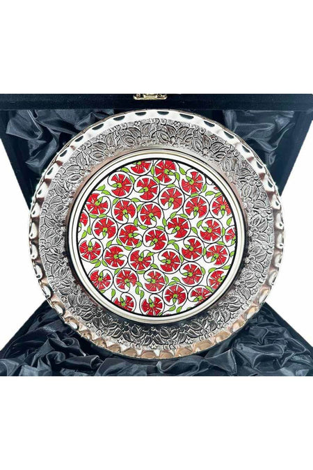 Cini Evi Symbol of Elegance Carnation Patterned Silver Plate 25cm - MALLTURK
