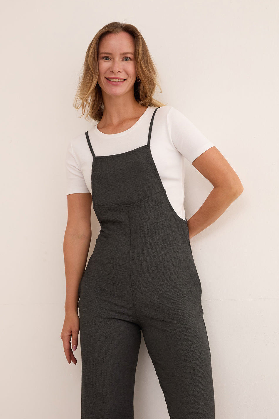 Crepe Fabric Rope Strap Jumpsuit