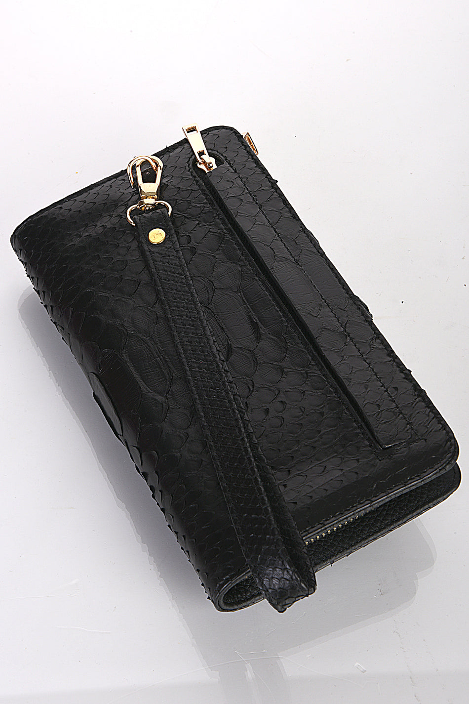 Fubileather Genuine Leather Single Zipper Phone Wallet Handbag