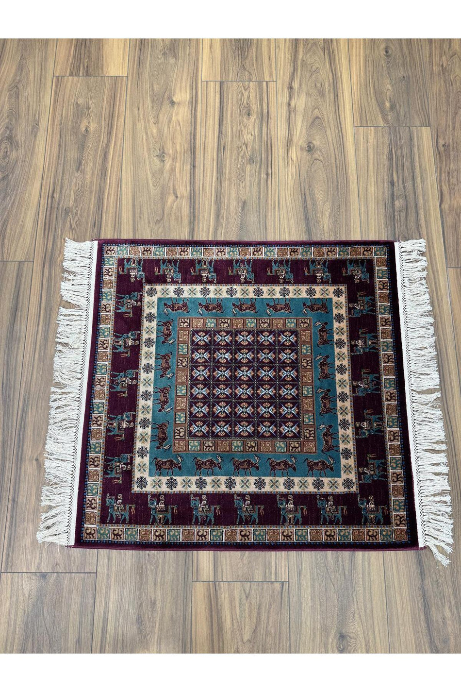 Nesem Rug Boutique Hand-Woven Iranian Silk 2136 B Wall Rug Silk Fringe