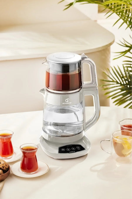 Karaca Tea, Baby Food Water and Kettle 3-in-1 Family Size Talking Glass Tea Maker 1700w - MALLTURK