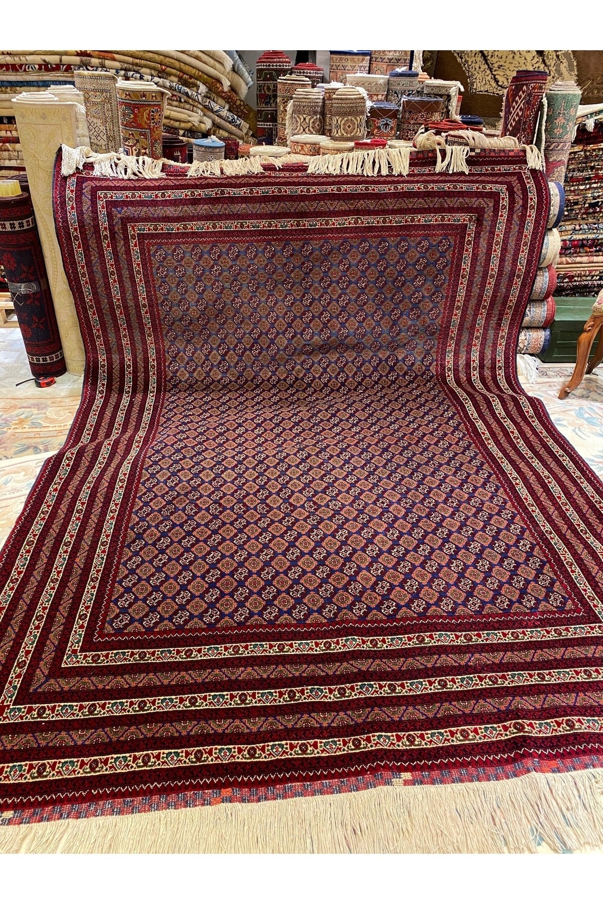 RD RAMAZAN DAG Hand Rug Art Hand-Woven Afgan Hoca Roshnai Rug Premium Quality Cotton Base Wool Weave Olup Natural Dye 3x2 - MALLTURK