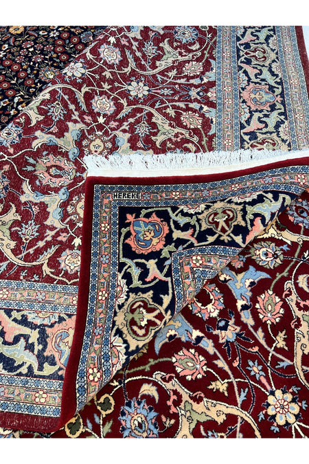 RD RAMAZAN DAG Hand Rug Art Hand-Woven Hereke Rug Signed Polonez Design Premium Quality Red Accent Size 272x194 - MALLTURK