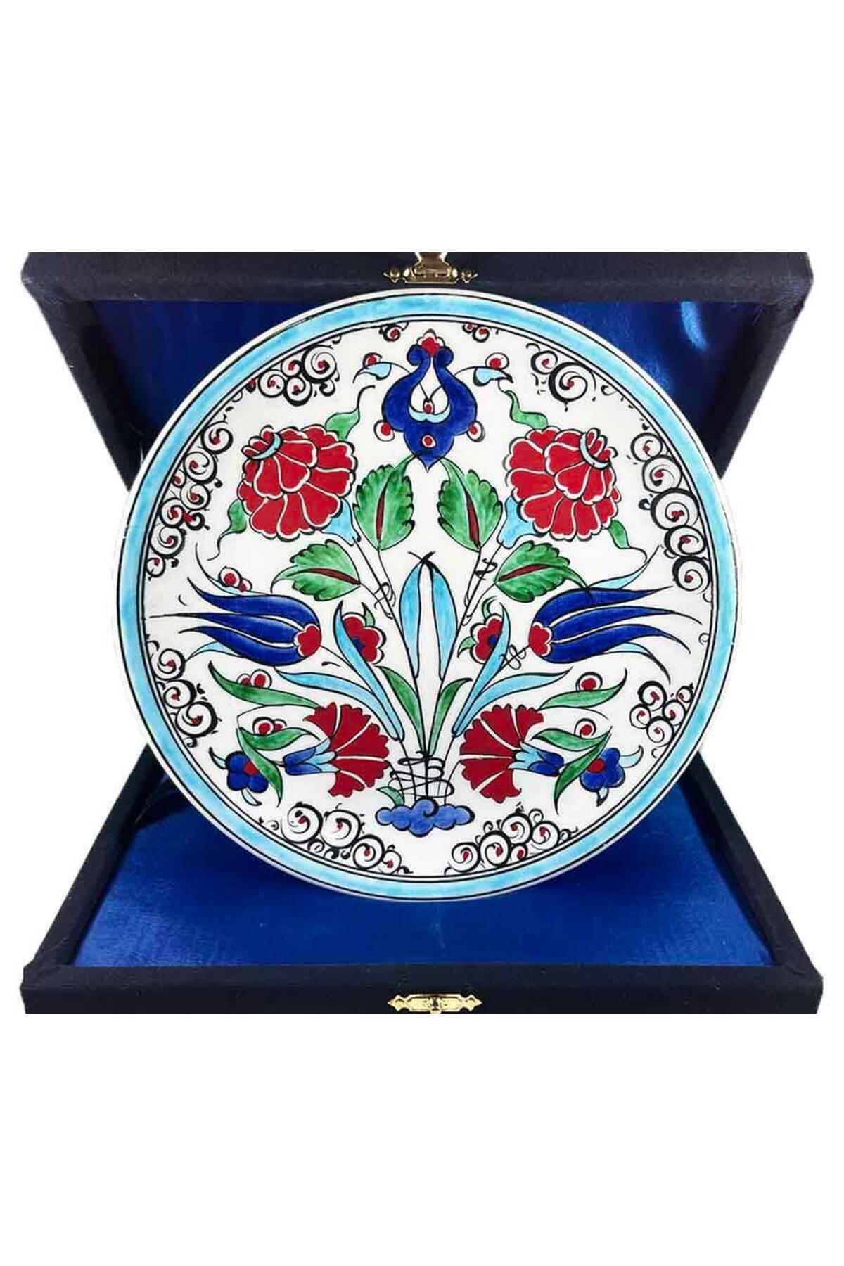 Cini Evi Yurt Disi Ziyaret Gift Iznik Tile Plate 18cm - MALLTURK