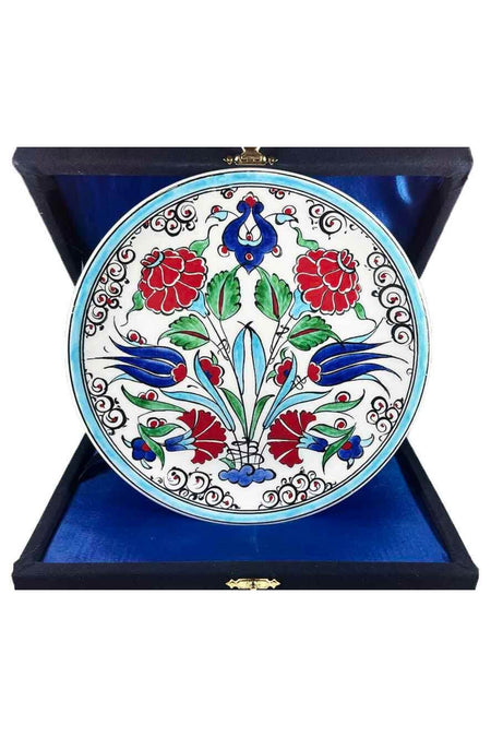 Cini Evi Yurt Disi Ziyaret Gift Iznik Tile Plate 18cm - MALLTURK
