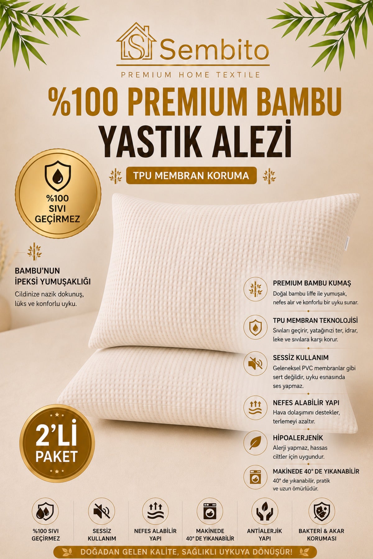 SEMBITO Bamboo Pillow Protector - MALLTURK