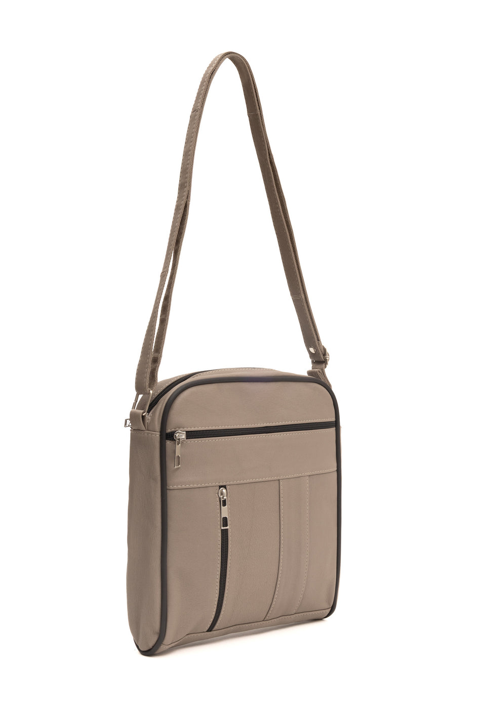 Fubileather Genuine Leather Unisex Messenger Bag Ecru