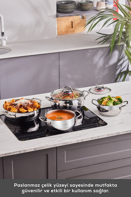 Karaca Emirgan Induction Compatible 8 Piece Cookware Set - MALLTURK