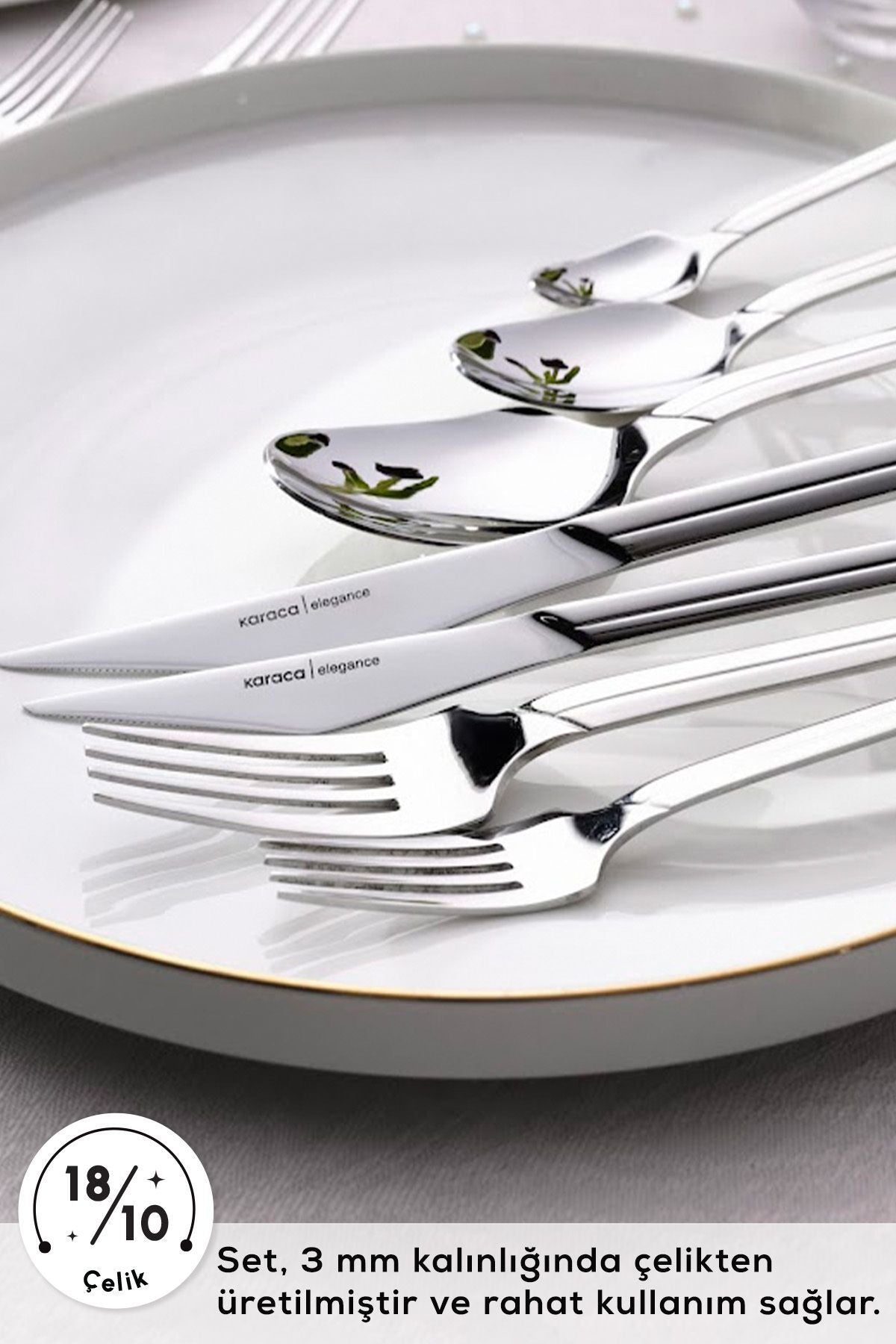 Karaca midway 84 Piece 12 Place Setting Flatware Set - MALLTURK