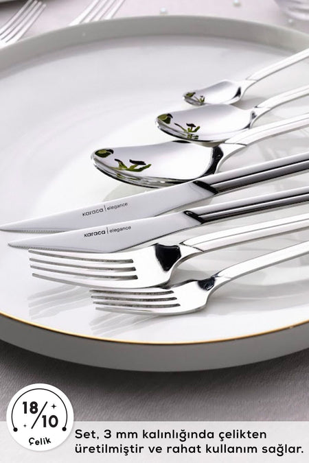 Karaca midway 84 Piece 12 Place Setting Flatware Set - MALLTURK