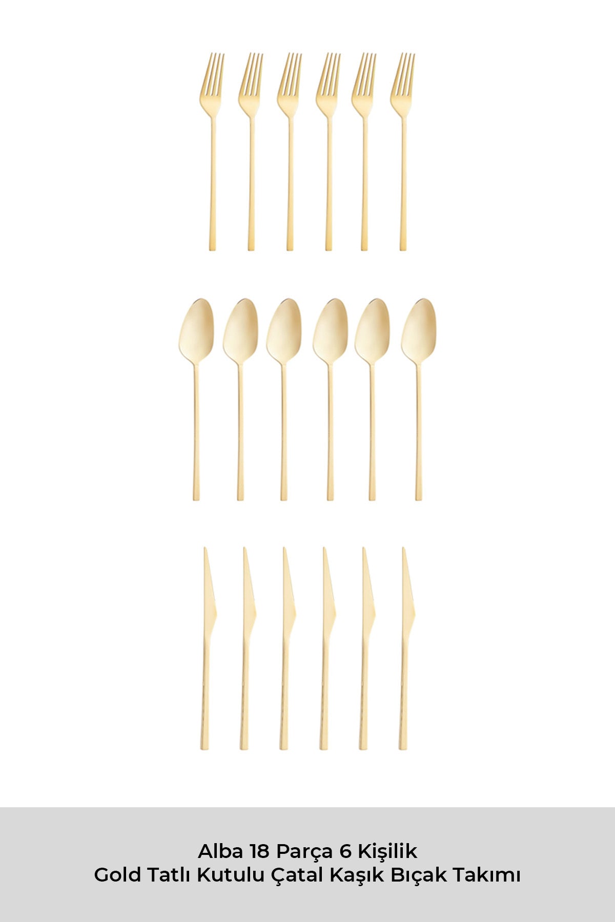 Emsan alba 18 Piece 6 Place Setting parlak gold yemek Boxed Flatware Set - MALLTURK