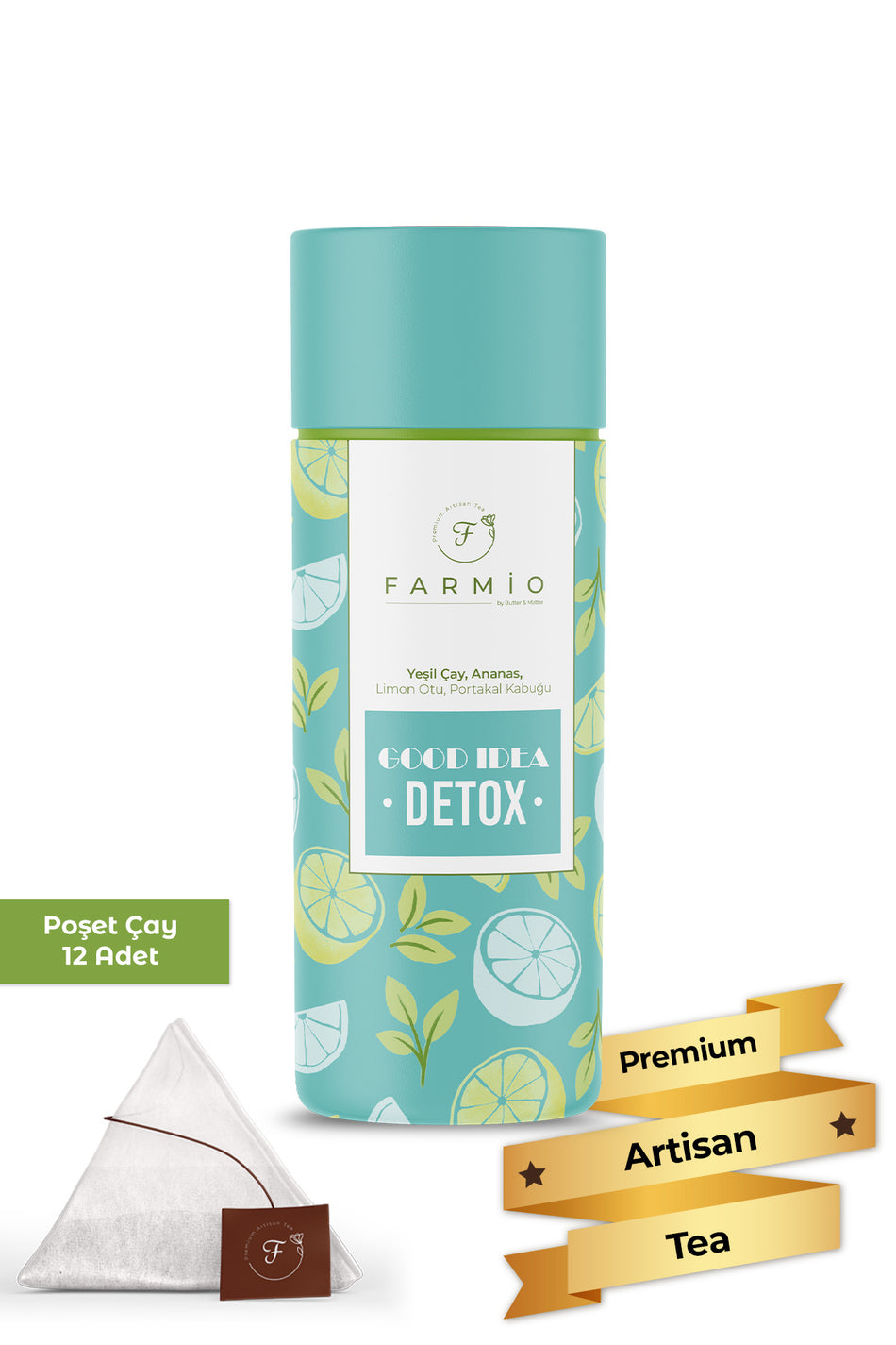 FARMIO DETOX Tea – 12 tea bags - Green Tea, Pineapple, Lemon, Orange