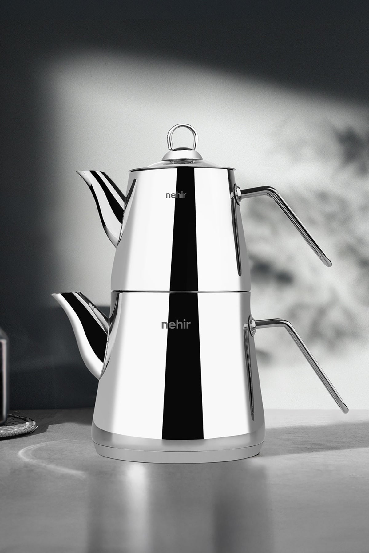 Nehir Alya Maxi Large Size Stainless Steel 1.10-2.15 Lt. Teapot Set - MALLTURK