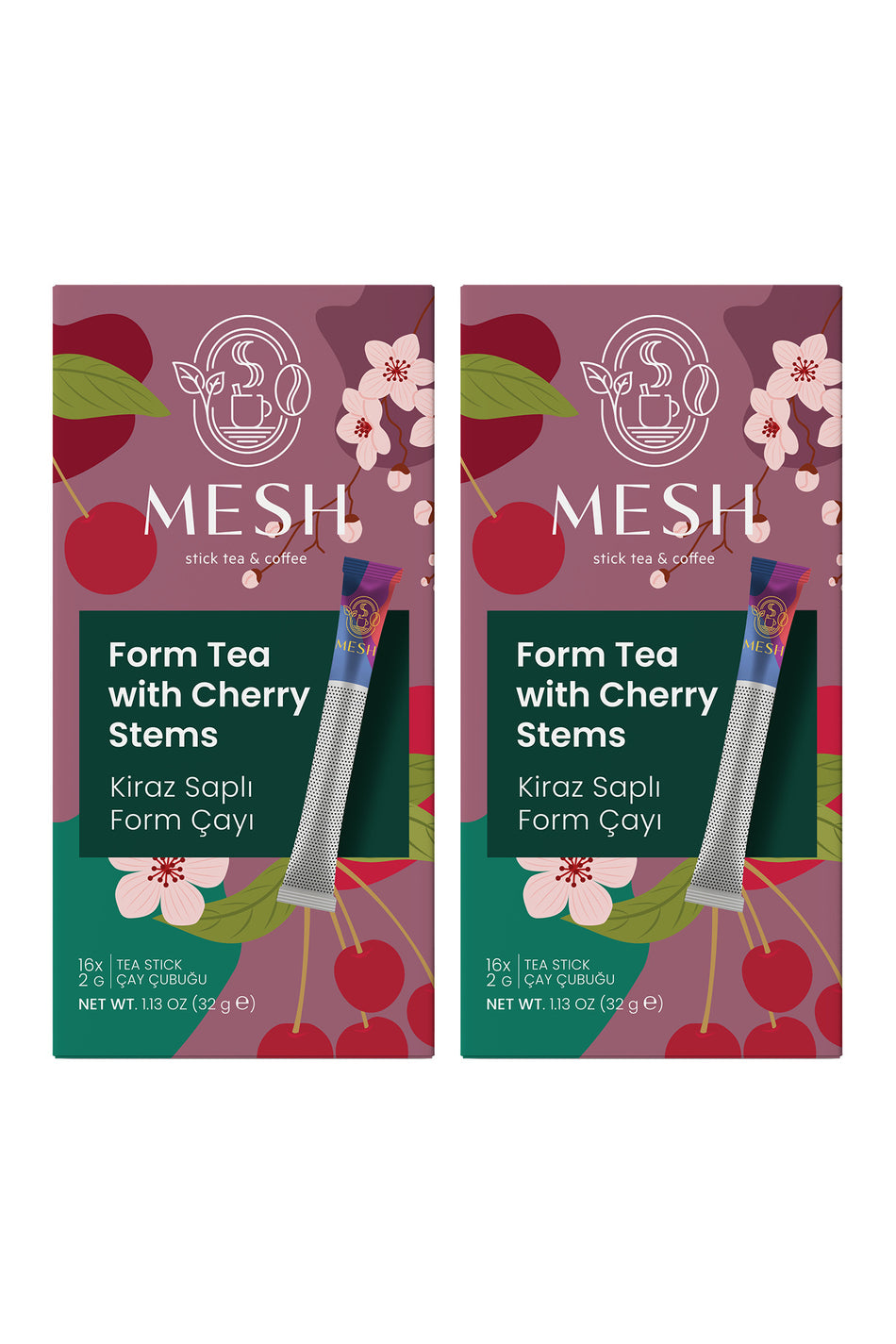 Mesh Stick Cherry Stem Formula Tea, 2 Packs in 1