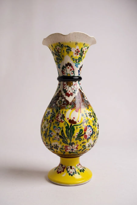 STORESZA Handmade Wheelwork 30cm Yellow Hyacinth Ceramic Vase - MALLTURK