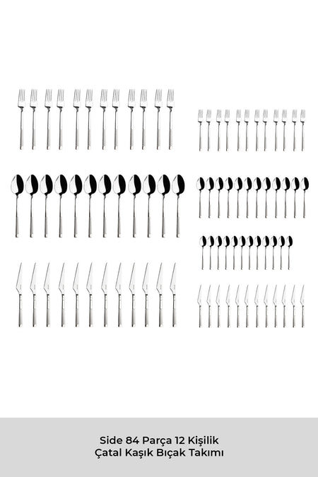 Emsan side 84 Piece luks Boxed 12 Place Setting Flatware Set - MALLTURK