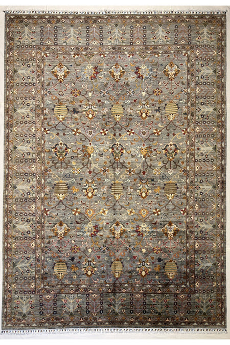 Afgan Rug Hand-Woven 10 Meter Sultani Design Grey Color 100% Wool Natural Dye Elsanat Eseri - MALLTURK