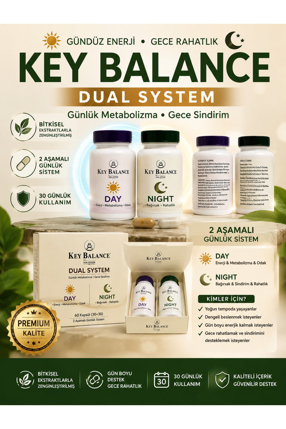 Keybalance Dual System Day&Night Daily Metabolism and Digestion Support 60 Capsules - MALLTURK