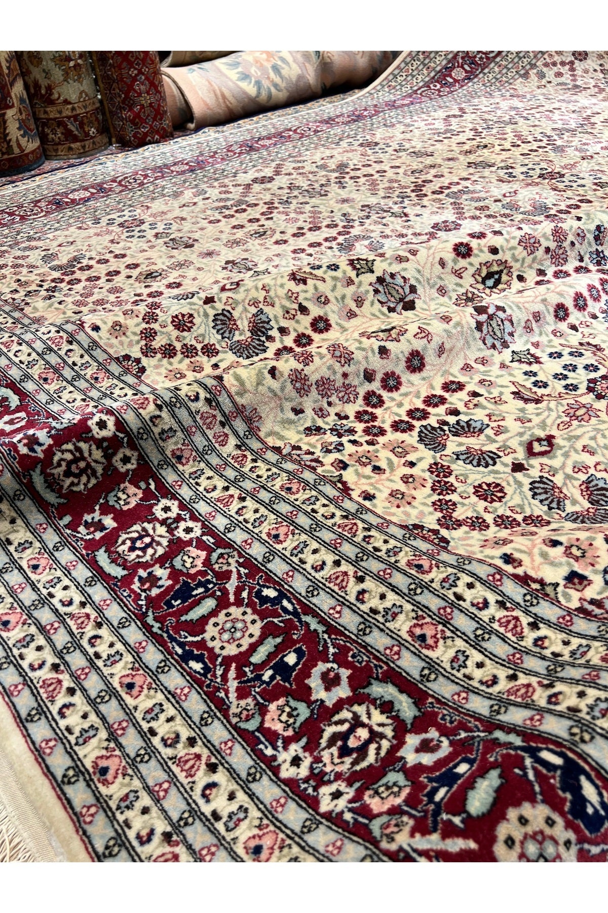 RD RAMAZAN DAG Hand Rug Art Hand-Woven Hereke Rug Seven Mountains Flower Premium Quality Size 397x295 - MALLTURK