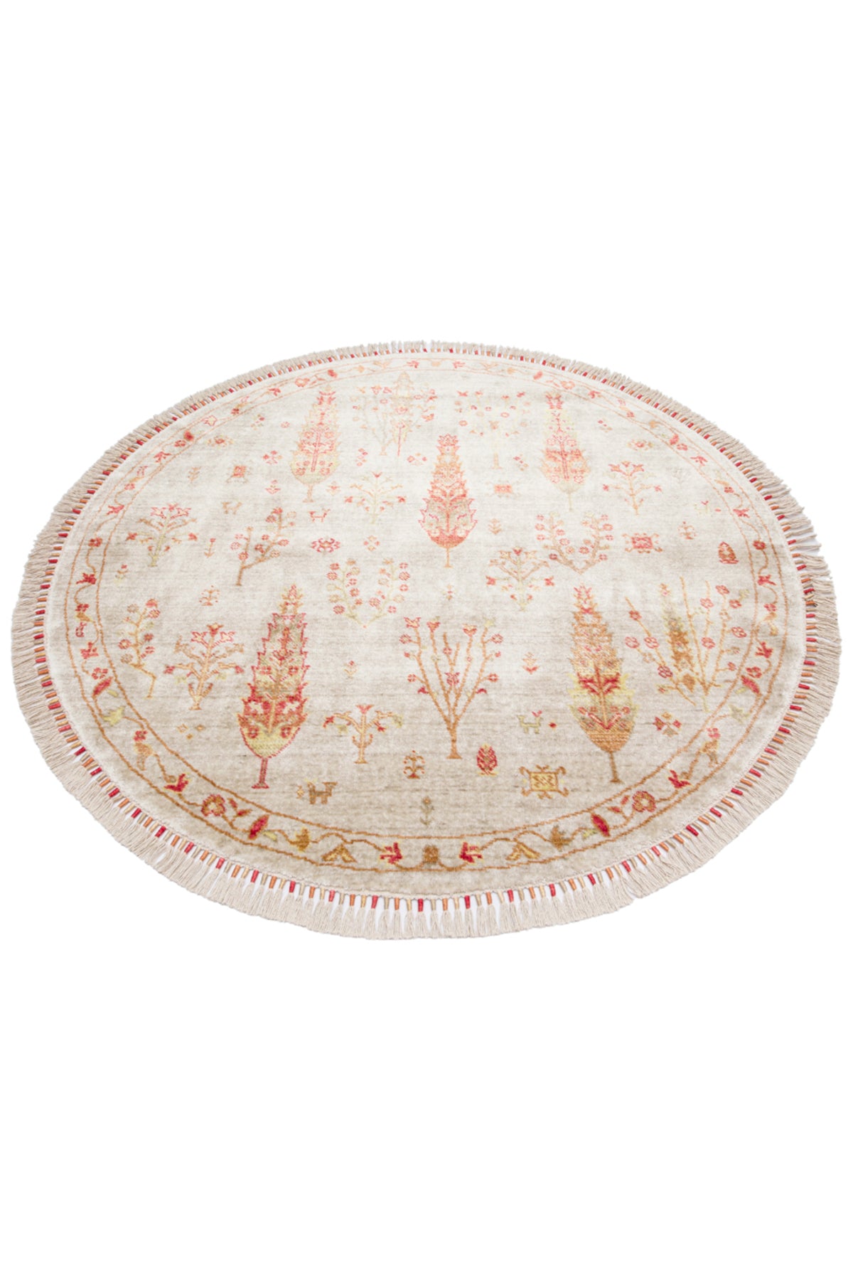 Nesem Hali Boutique EKO Hali Zara ZR 08 Beige Autumn Round Handcrafted Modern Usak Rug - MALLTURK