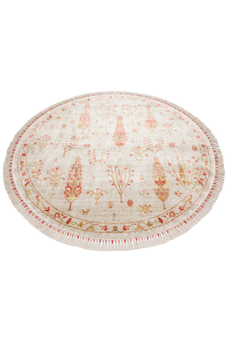 Nesem Hali Boutique EKO Hali Zara ZR 08 Beige Autumn Round Handcrafted Modern Usak Rug - MALLTURK