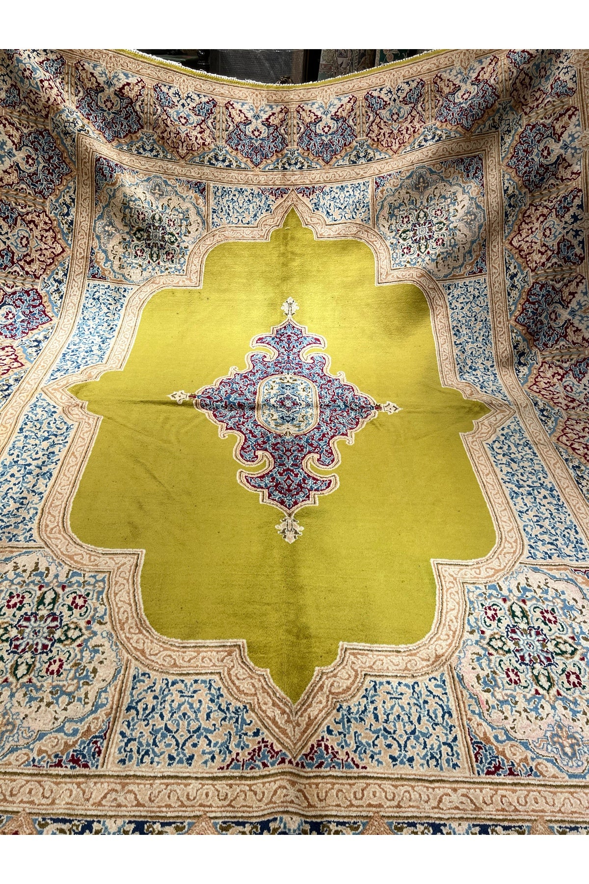 RD RAMAZAN DAG Hand Rug Art Hand-Woven Iranian Kirman Laver Rug Premium Quality Ince Weave Natural Dye Size 370x270 - MALLTURK