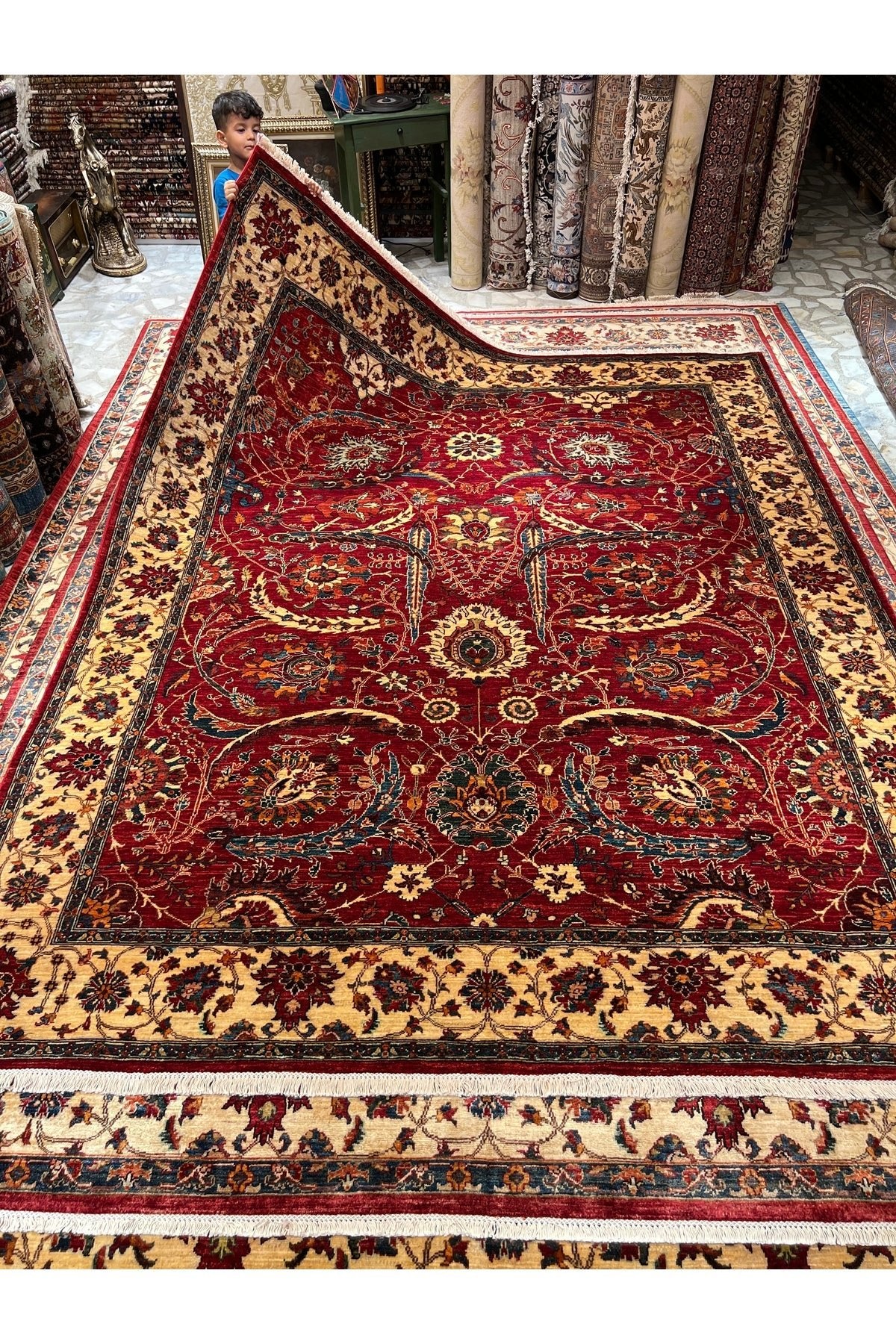 RD RAMAZAN DAG Hand Rug Art Hand-Woven Afgan Rug Agac Classic Design New Design Size 378x270.. - MALLTURK