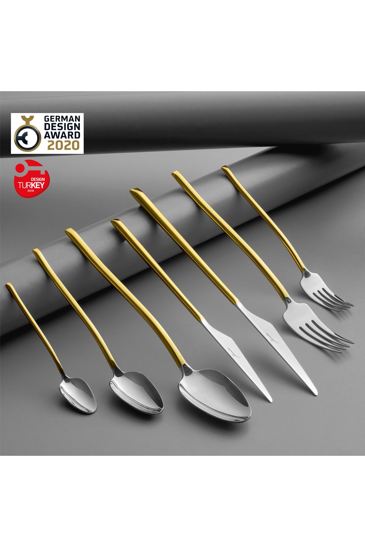 Jumbo 5100 quartz altin 12 Place Setting 84 Piece Flatware Set - MALLTURK
