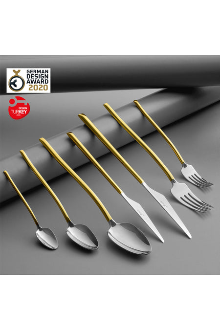 Jumbo 5100 quartz altin 12 Place Setting 84 Piece Flatware Set - MALLTURK