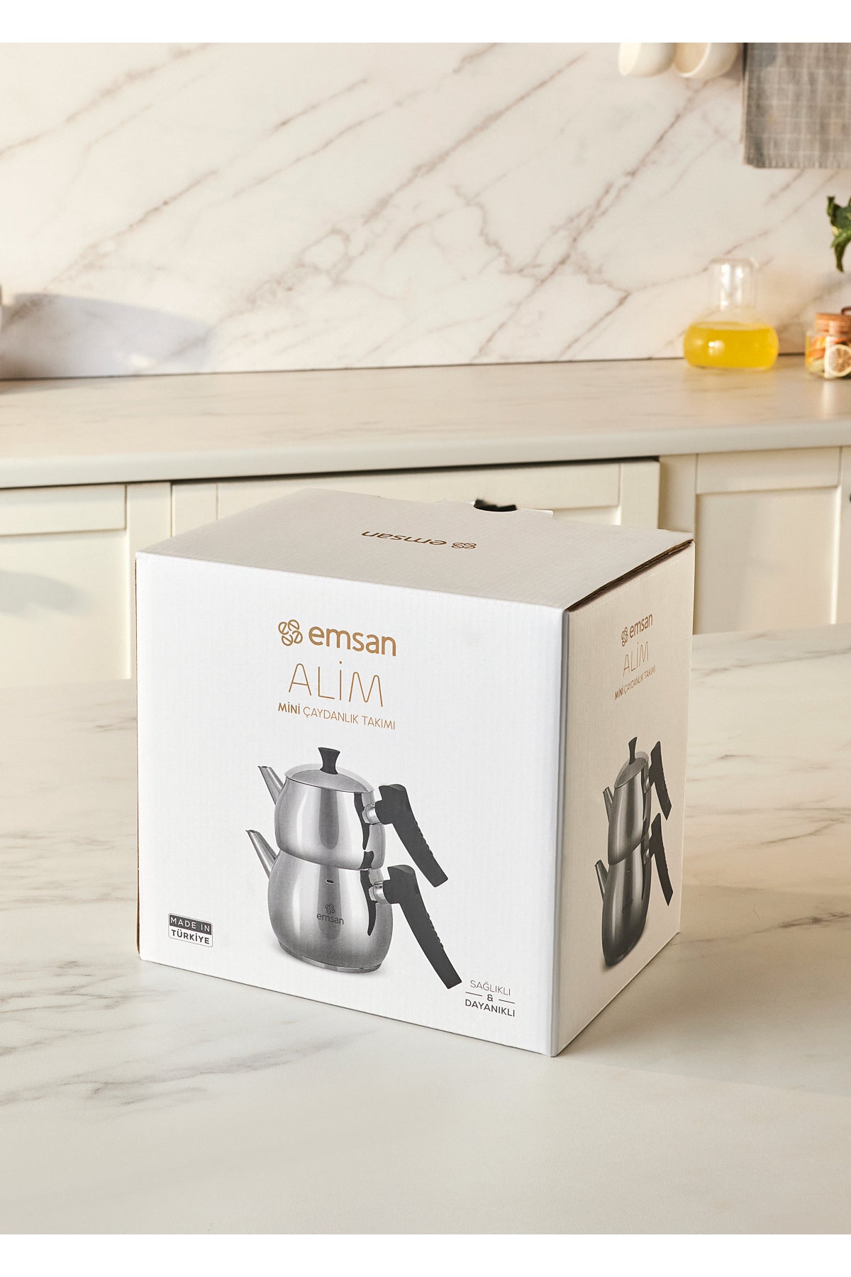 Emsan Alim Mini size Stainless Steel Teapot Set - MALLTURK