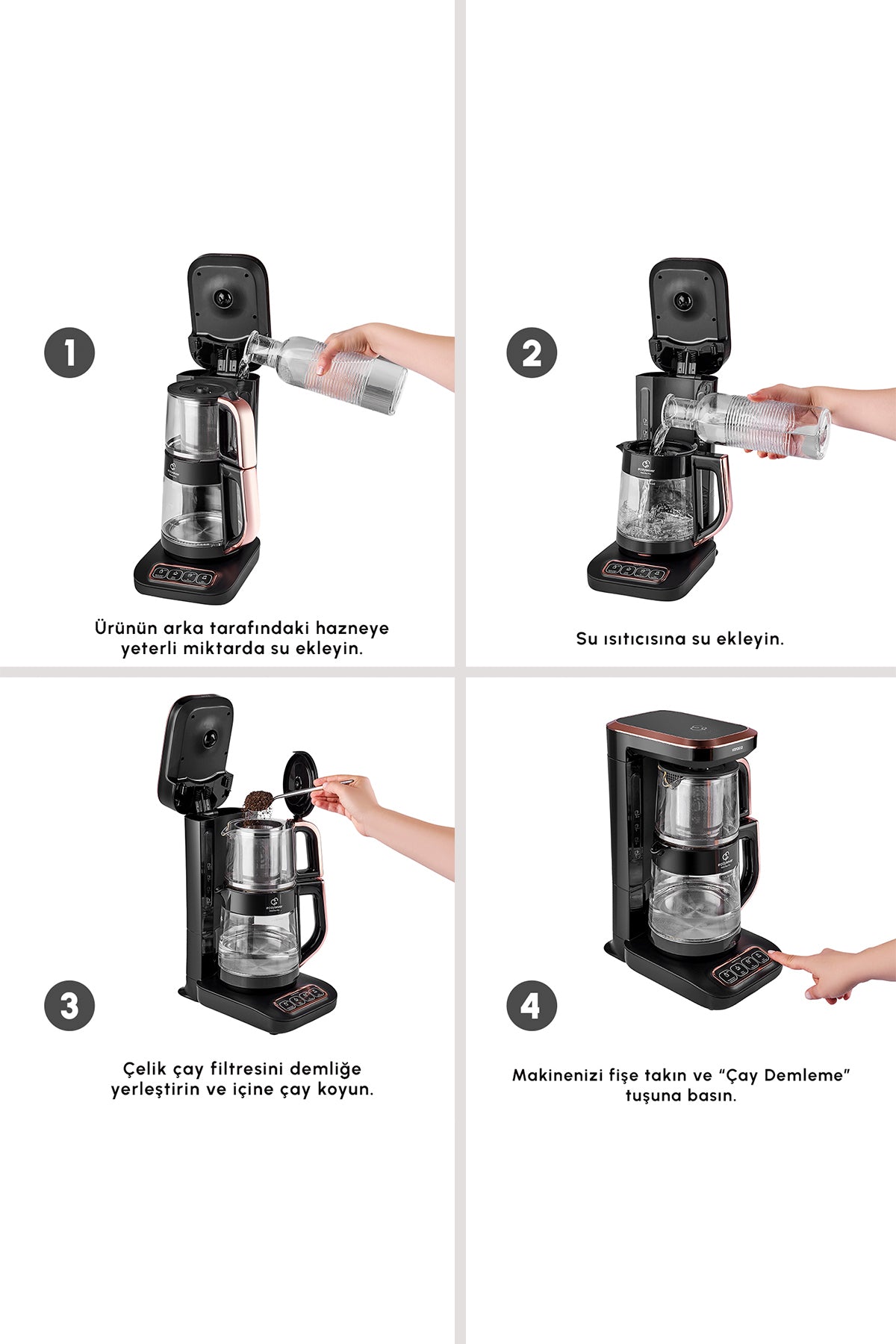 Karaca Robotea Pro Quartz 4 in 1 Talking Tea Maker Black Copper - MALLTURK