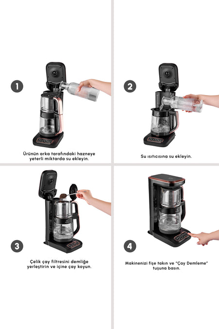 Karaca Robotea Pro Quartz 4 in 1 Talking Tea Maker Black Copper - MALLTURK
