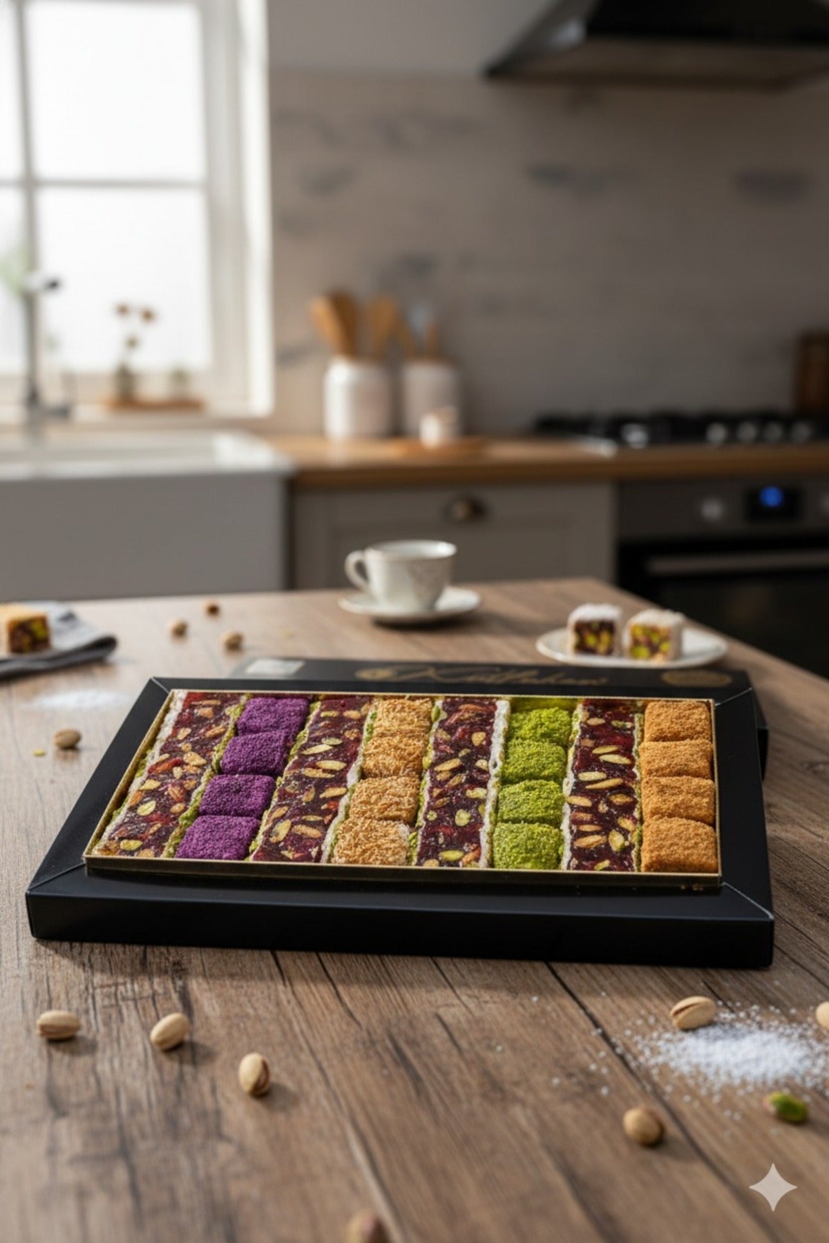 Kutluhan Assorted Gift Box kutuda Turkish Delight lotuslu Pomegranate Flavored Pistachio Kadayif yaban mersinili 850 g - MALLTURK