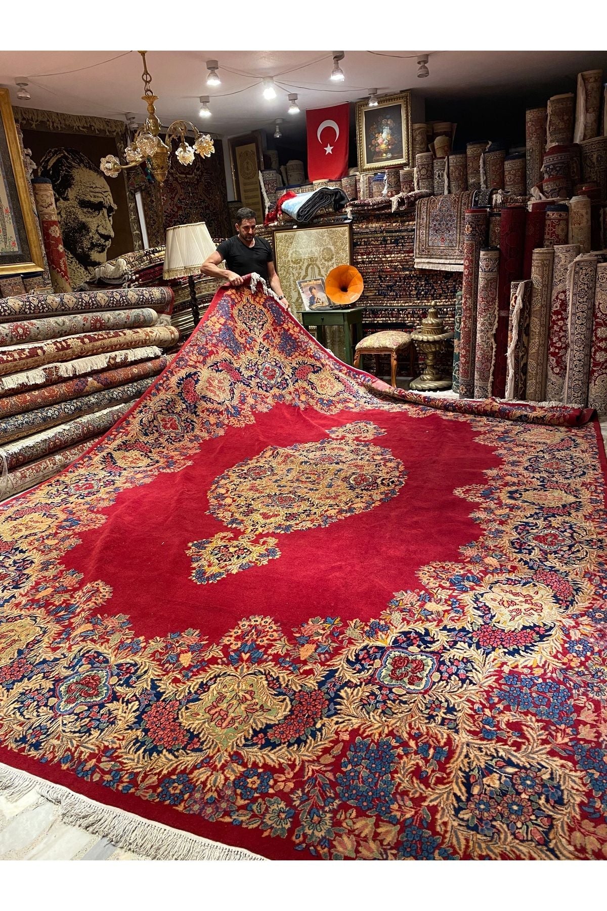 RD RAMAZAN DAG Hand Rug Art Hand-Woven Iranian Kirman Laver Rug Signed Collector Piece Size 4.50x3.50 - MALLTURK