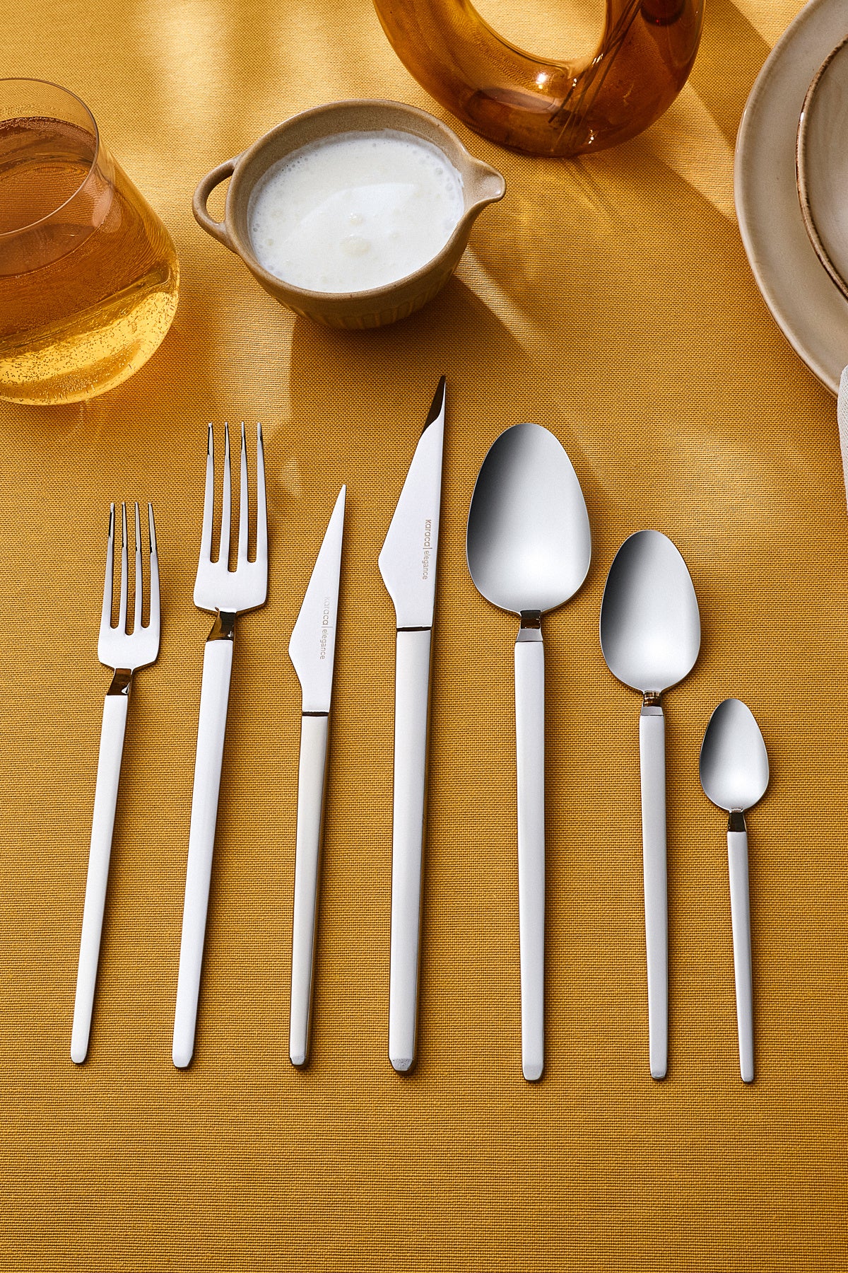 Karaca elegance glacial platin 12 Place Setting 84 Piece Flatware Set - MALLTURK