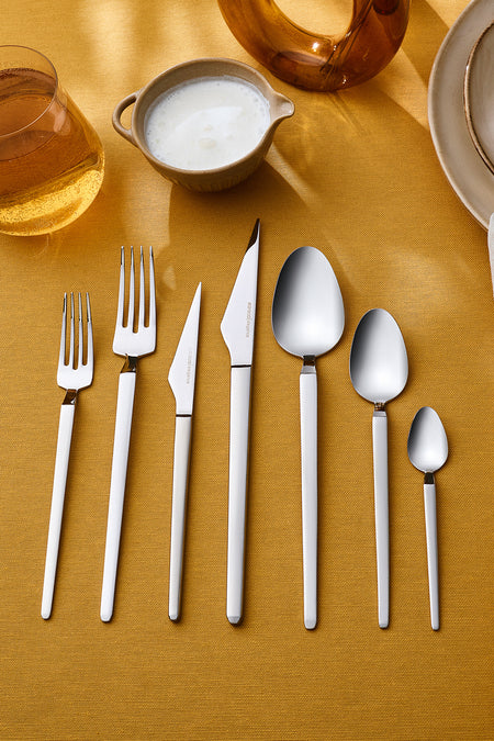 Karaca elegance glacial platin 12 Place Setting 84 Piece Flatware Set - MALLTURK