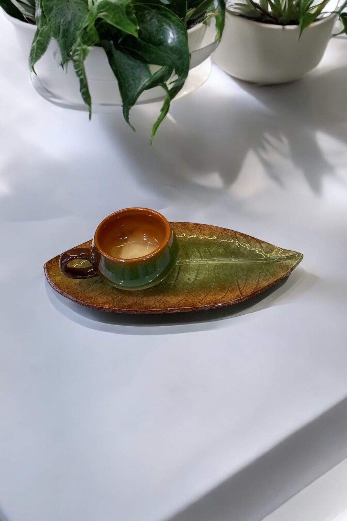 Eporselen Walnut Leaf Single 2-Piece Coffee Cup Set - MALLTURK