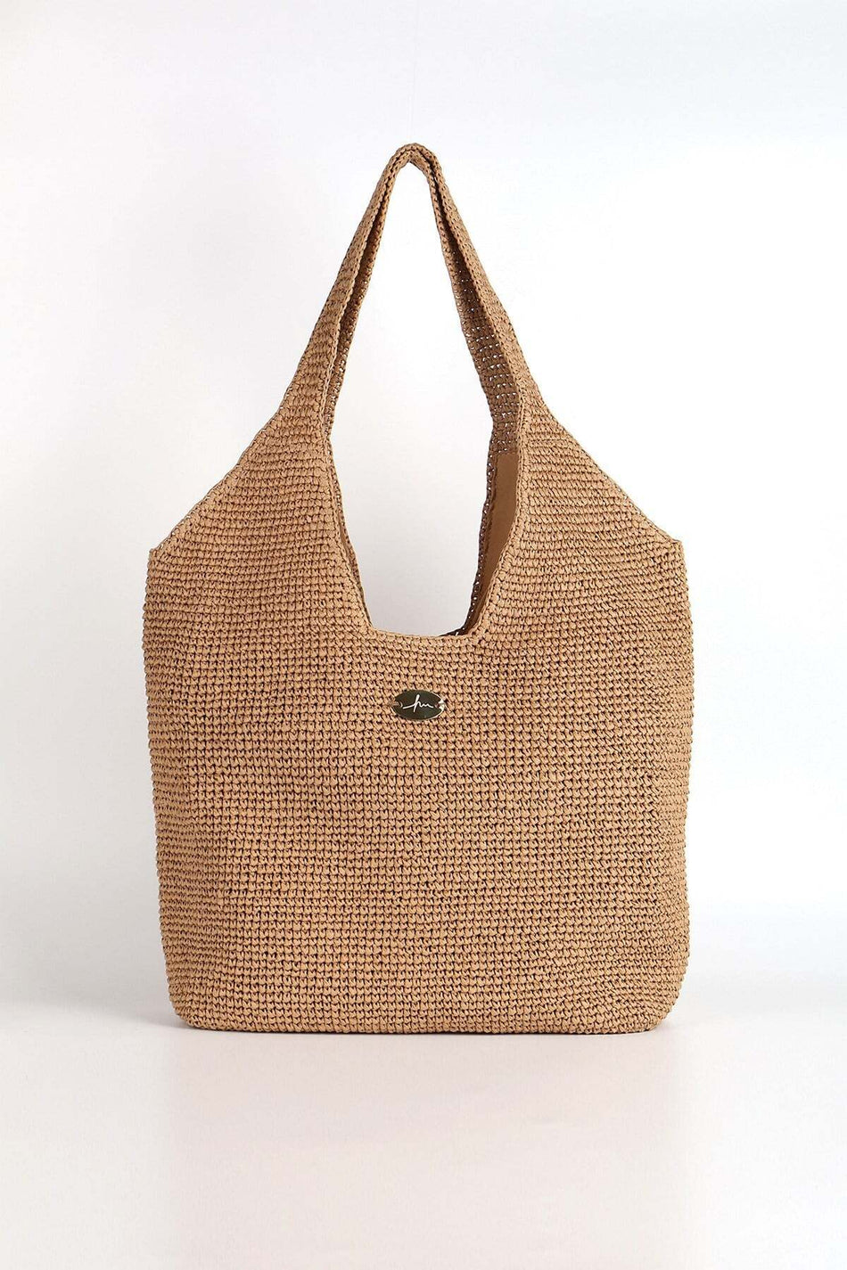 Hashema Camel Color Woven Straw Beach Bag 1183