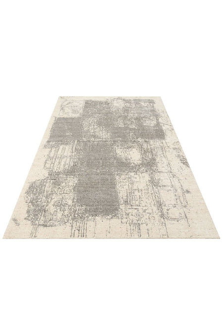 Kalesta Rug Grace Beige Grey, Self-Patterned Pattern Wool, Viscose and Cotton Blend Pattern Elegant Living Room Rug - MALLTURK
