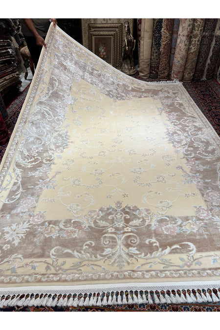 RD RAMAZAN DAG Hand Rug Art Hand-Woven Silk Blend Usak Rug Special Weave Size 300x200 - MALLTURK