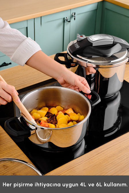 Karaca Perfect Gray induction Base Pressure Cooker Set 4+6 Liters - MALLTURK