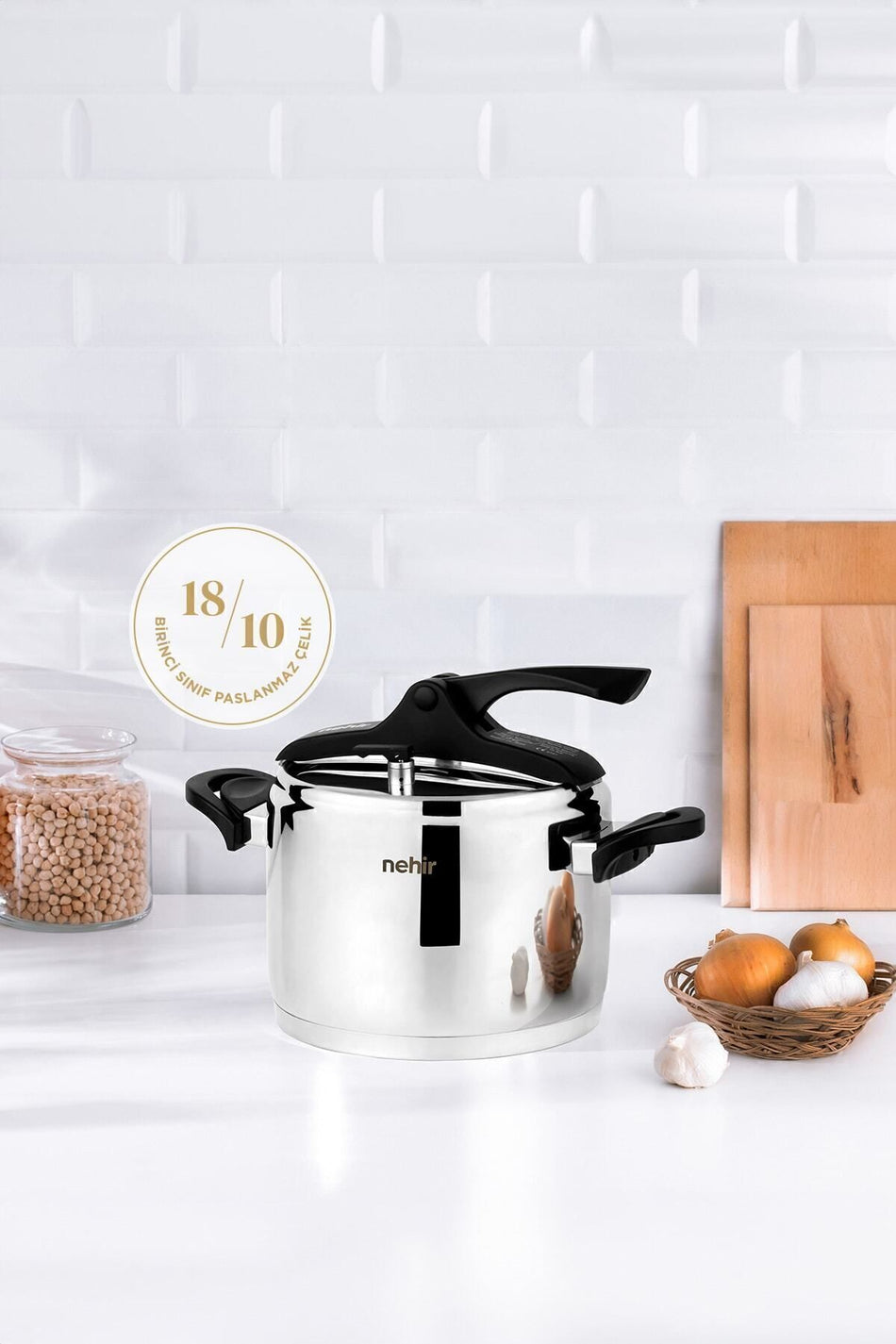 Nehir Silver Trend Stainless Steel 6 Liter Pressure Cooker - MALLTURK