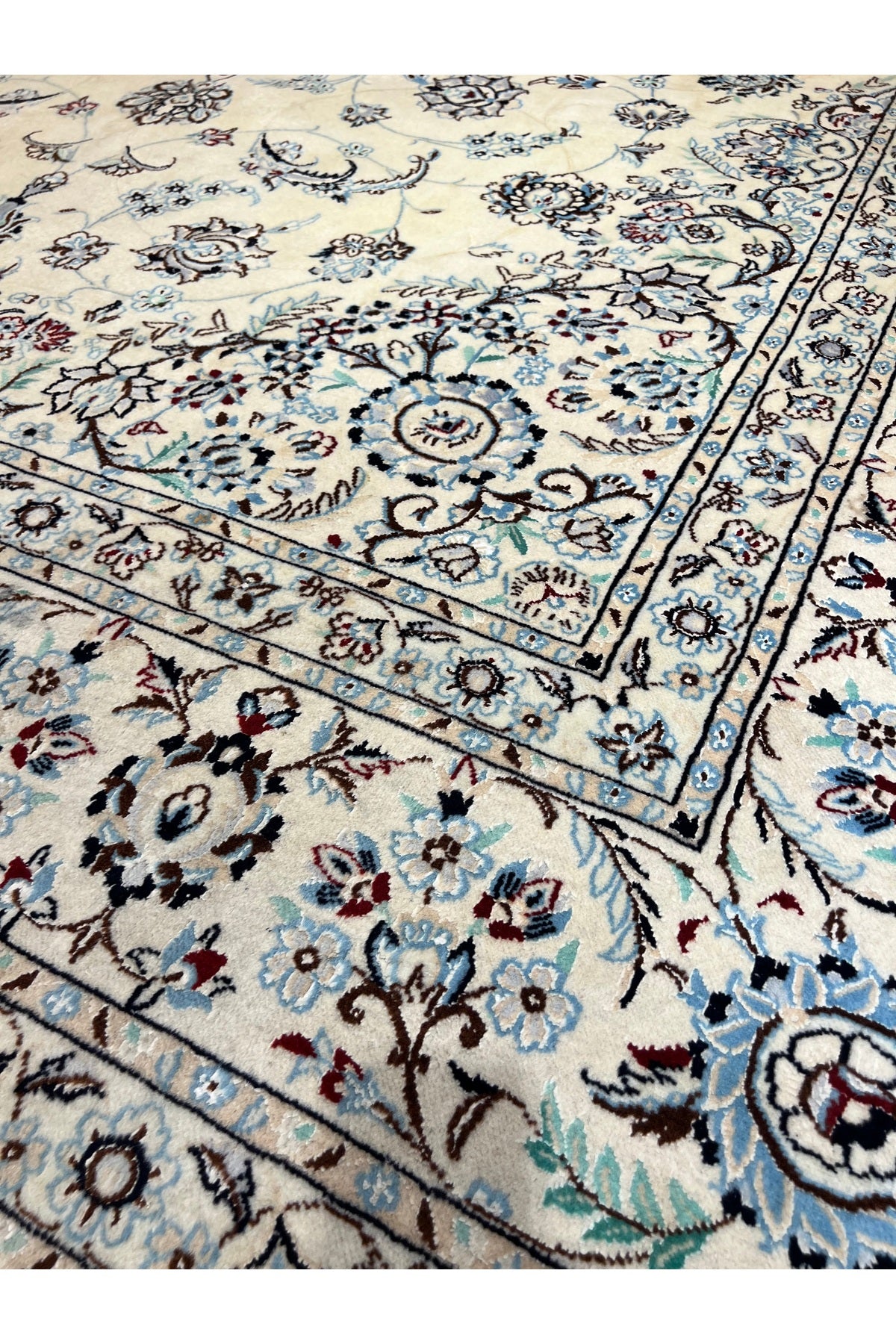 RD RAMAZAN DAG Hand Rug Art Hand-Woven Iranian Nain Rug Wool Blend Premium Quality Size 365x247 - MALLTURK