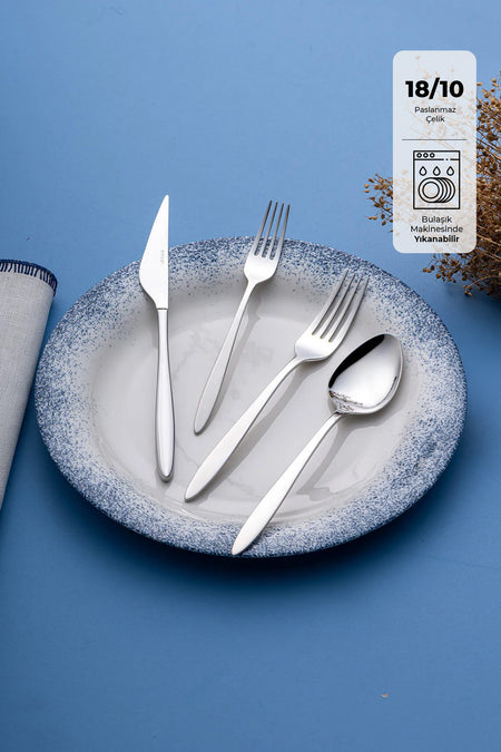 Emsan yakamoz 24 Piece 6 Place Setting Boxed Flatware Set - MALLTURK