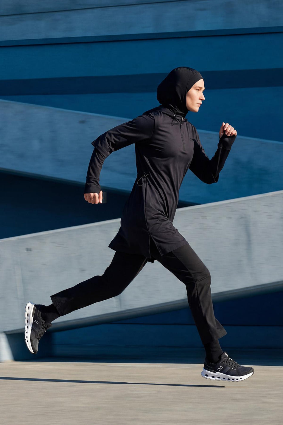 Hasema Active H-Per Fit Hooded Navy Blue Hijab Training Top ACT-32